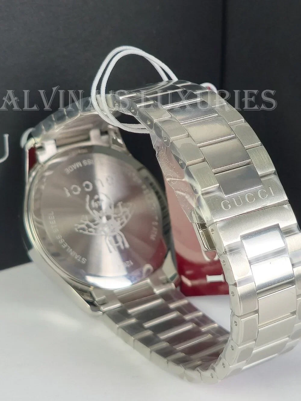 GUCCI WATCH YA1264029A STAINLESS STEEL BRACELET BLACK DIAL 38mm